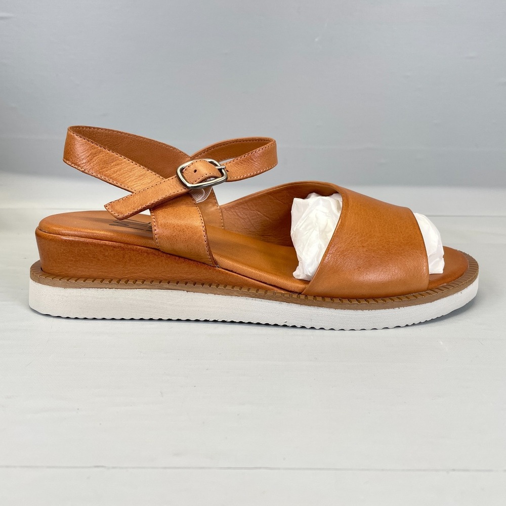 Miz Mooz Elias Brandy Ankle Strap Sandals Womens Size 39 US 8.5 Brown Leather